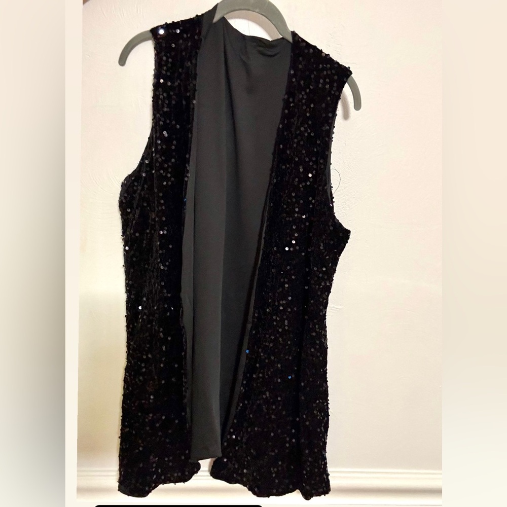 Black Sequin Sleeveless Vest